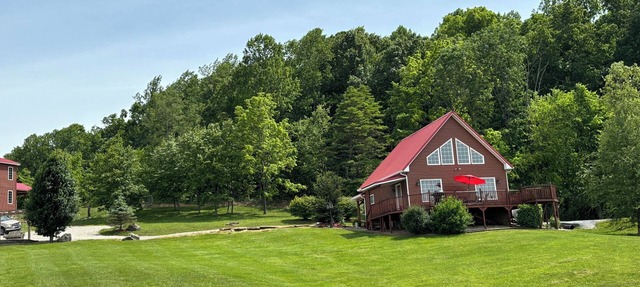 Cabin with amazing views & fully stocked pond for fishing minutes from Patoka in Eckerty