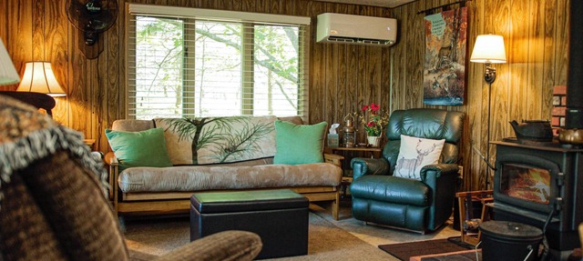Cozy Riverfront Cabin w/Water Access, Fireplace, AC, Firepit in Hersey