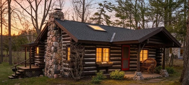 Dancing Bear Cabin: Authentic storybook log cabin with Lake Michigan views in Harbor Springs