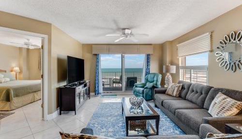 Direct oceanfront corner condo with spacious balcony and heated beachfront pool in Ormond Beach