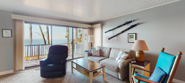 Tasteful Glen Arbor condo with beautiful Lake Michigan views, deck & fireplaces in Glen Arbor
