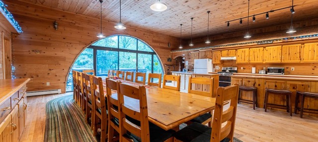 Rapid River Lodge: Fall Rapid River Getaway | Waterfront Lodge + Hot Tub in Rapid River